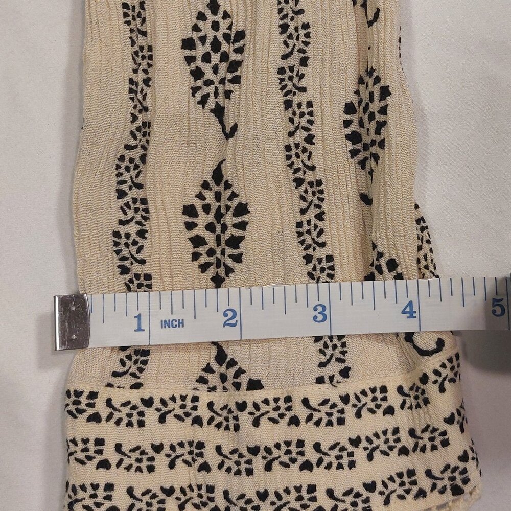 Loft Cream and Black Long Sleeve Half Button Down Boho Sheath Dress - Picture 7 of 15